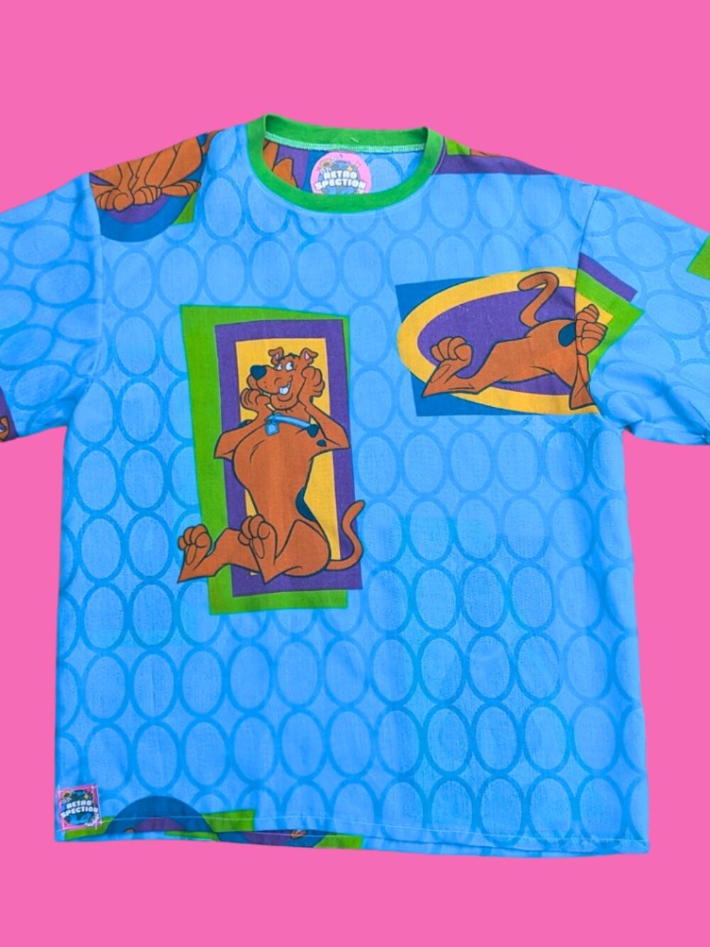 Handmade, Upcycled Scooby-Doo Bedsheet T-Shirt Oversized S-M, Fitted L-XL